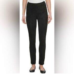 Andrew Marc Faux Suede High Waisted Ankle Pants, Black, Size M